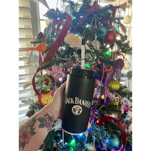 Jack Daniels Old No. 7 Whiskey Branded Foam Cup With Built In Straw